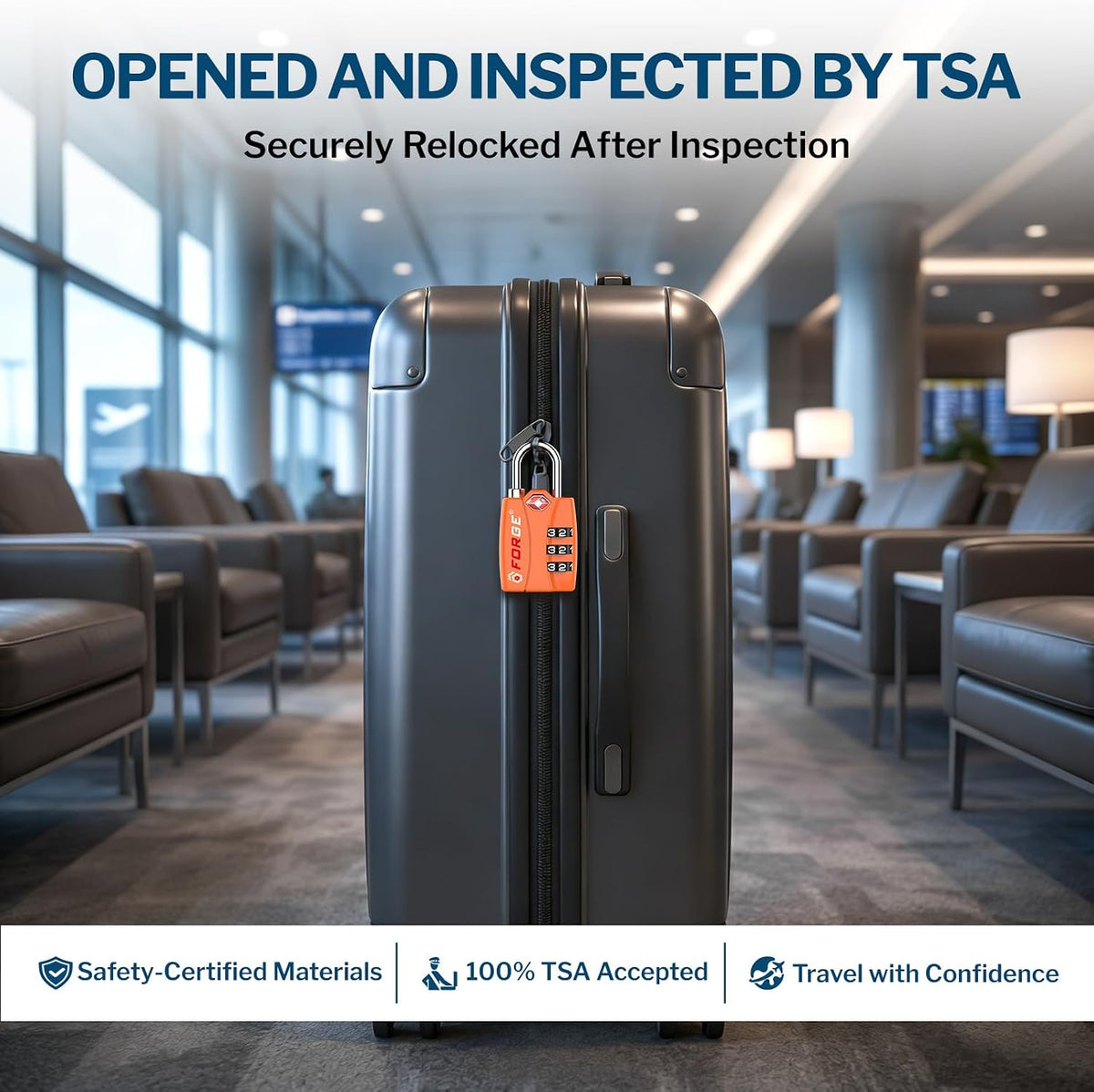 Open Alert TSA Approved Luggage Locks - 3 Digit Combination, Easy Read Dials, Zinc Alloy Body (Black 4 Locks)