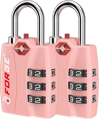 Open Alert TSA Approved Luggage Locks - 3 Digit Combination, Easy Read Dials, Zinc Alloy Body (Black 4 Locks)