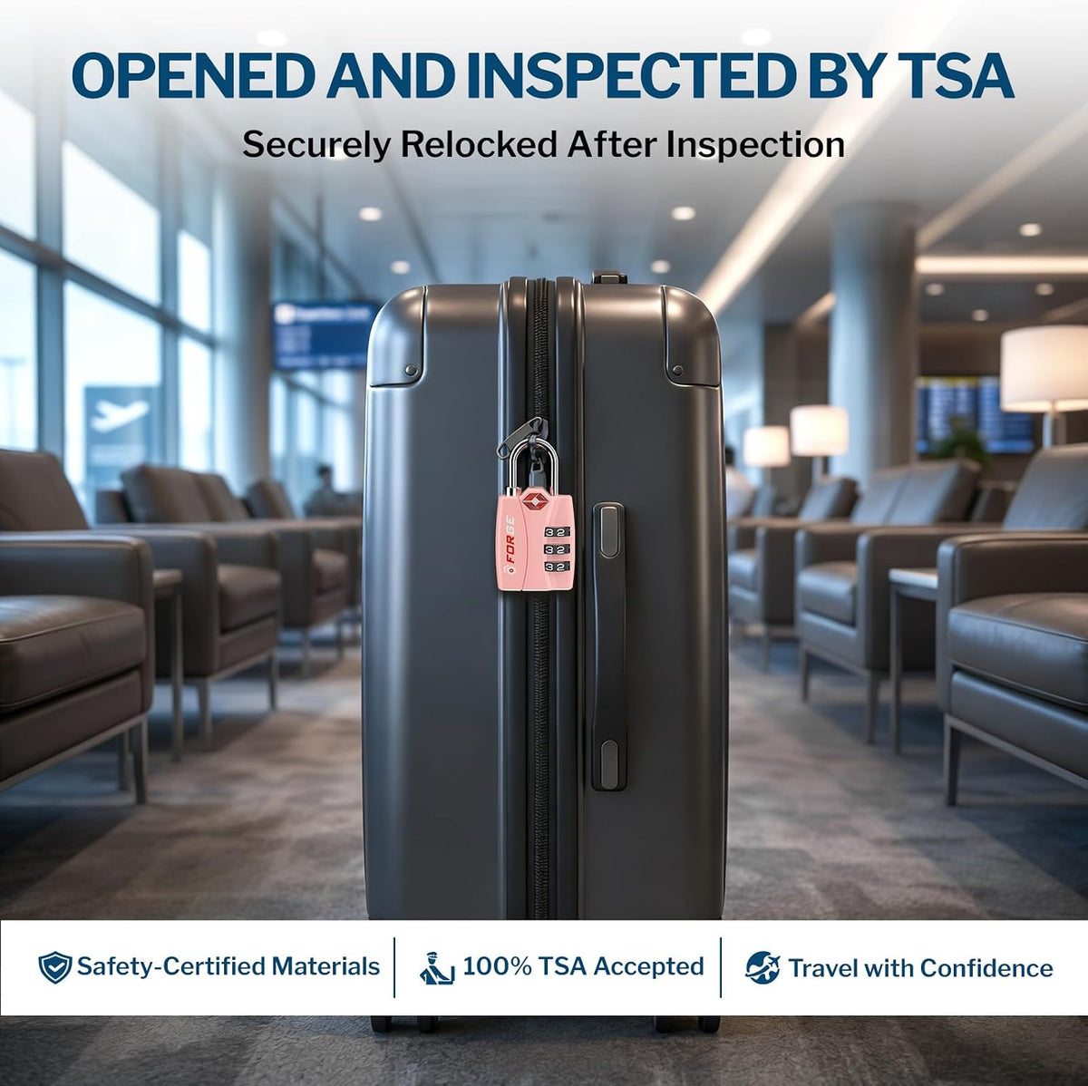 Open Alert TSA Approved Luggage Locks - 3 Digit Combination, Easy Read Dials, Zinc Alloy Body (Black 4 Locks)