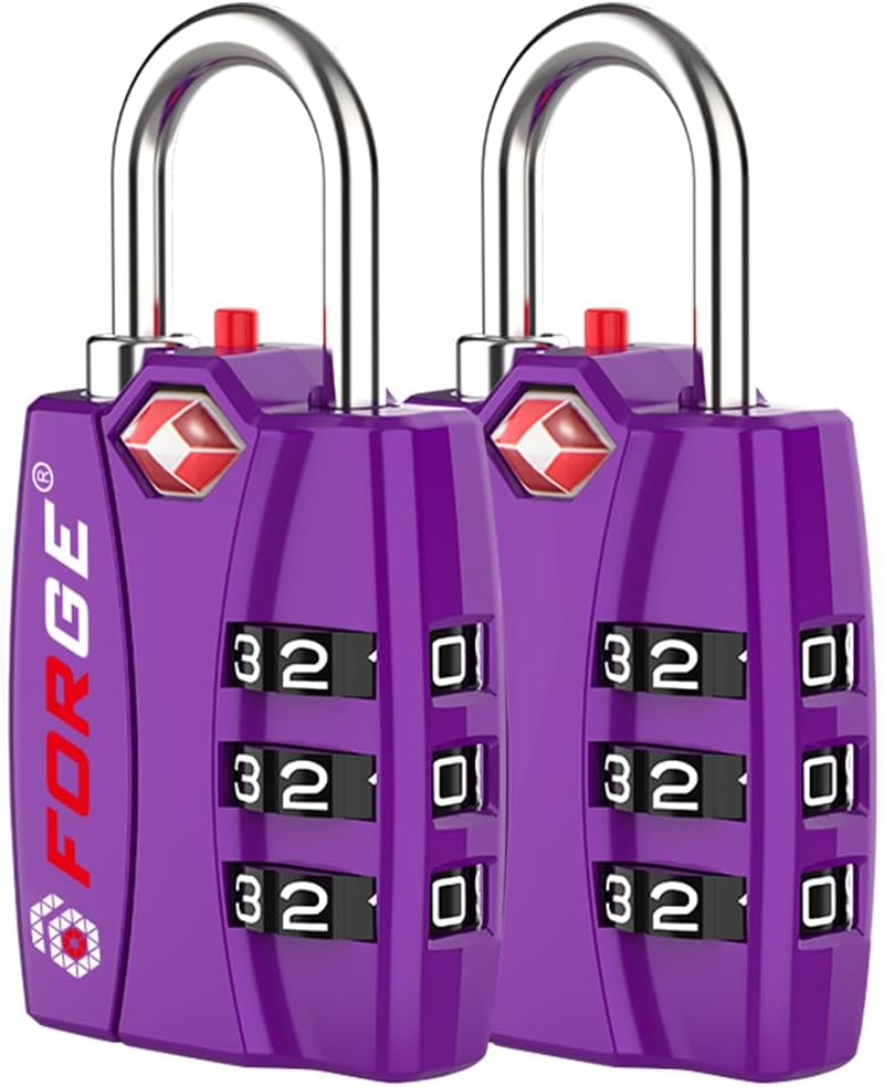 Open Alert TSA Approved Luggage Locks - 3 Digit Combination, Easy Read Dials, Zinc Alloy Body (Black 4 Locks)