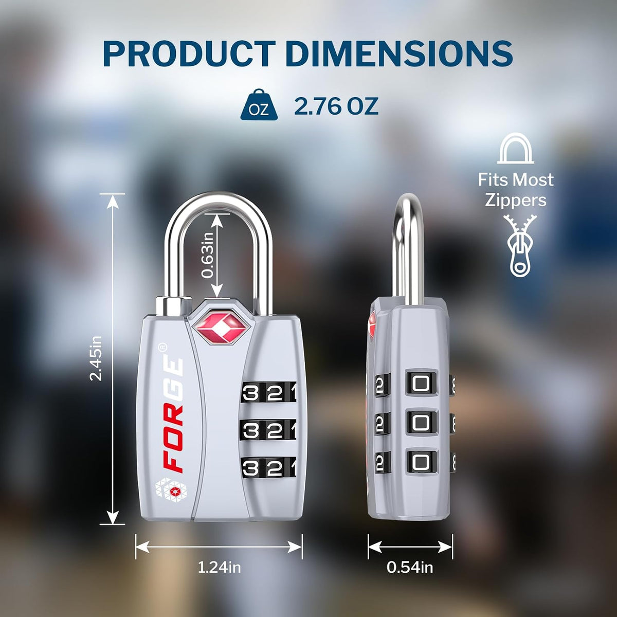 Open Alert TSA Approved Luggage Locks - 3 Digit Combination, Easy Read Dials, Zinc Alloy Body (Black 4 Locks)