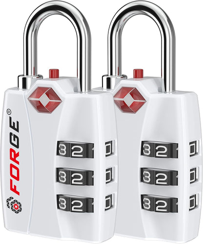 Open Alert TSA Approved Luggage Locks - 3 Digit Combination, Easy Read Dials, Zinc Alloy Body (Black 4 Locks)