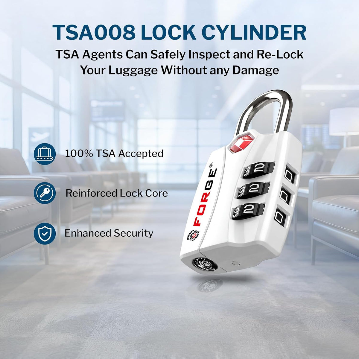 Open Alert TSA Approved Luggage Locks - 3 Digit Combination, Easy Read Dials, Zinc Alloy Body (Black 4 Locks)