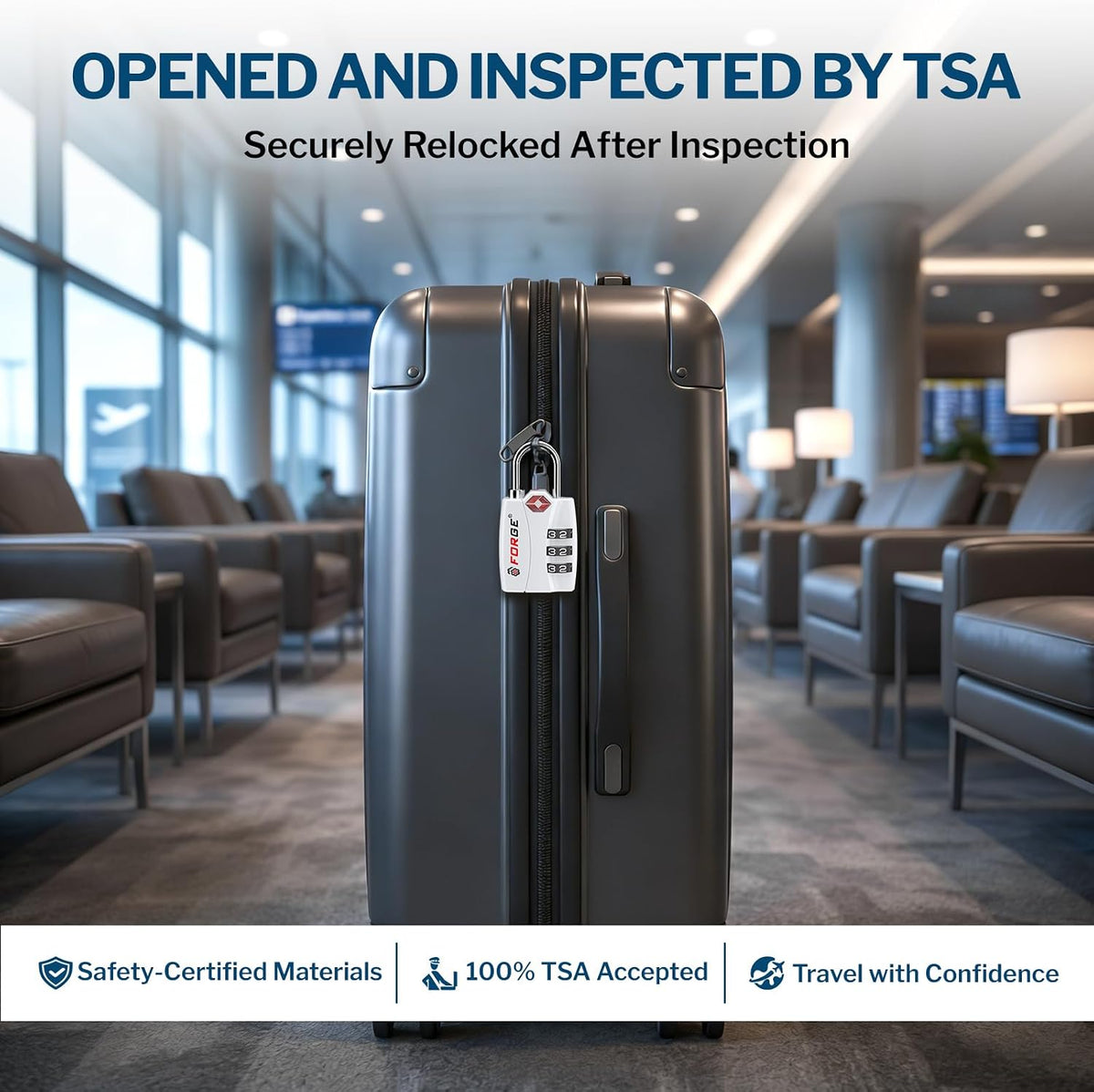 Open Alert TSA Approved Luggage Locks - 3 Digit Combination, Easy Read Dials, Zinc Alloy Body (Black 4 Locks)