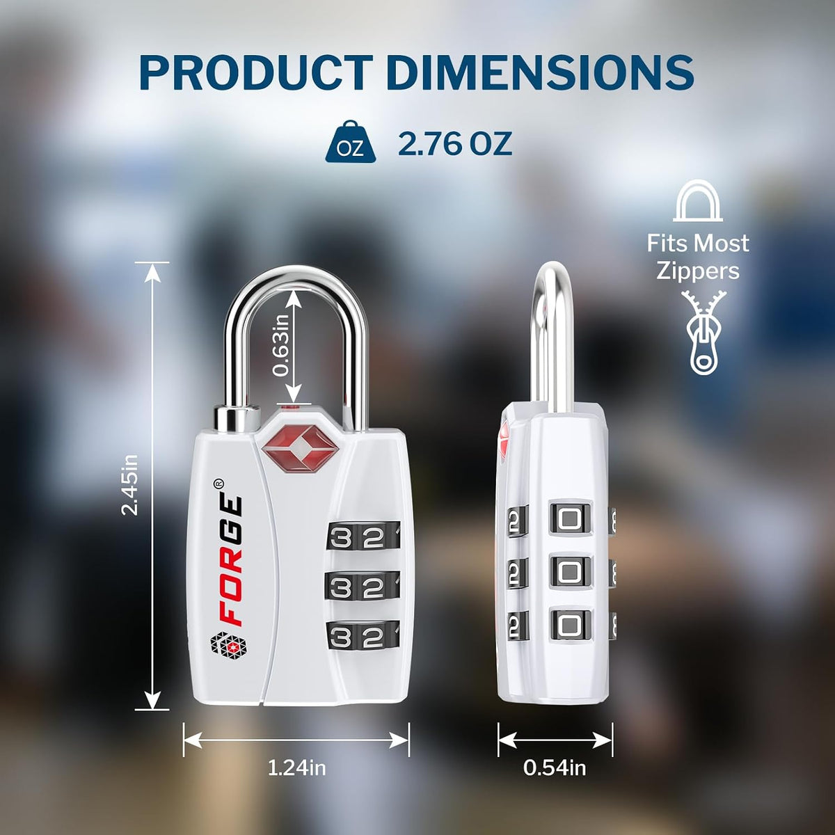 Open Alert TSA Approved Luggage Locks - 3 Digit Combination, Easy Read Dials, Zinc Alloy Body (Black 4 Locks)