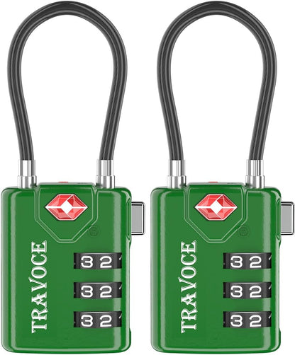 TSA Approved Luggage Locks, Combination Cable Locks, Black