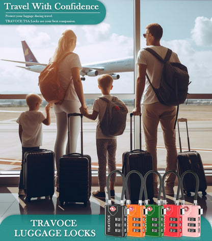 TSA Approved Luggage Locks, Combination Cable Locks, Black