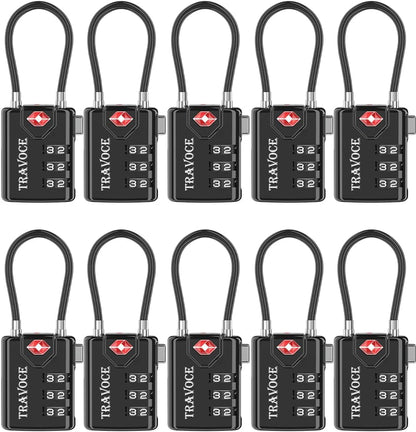 TSA Approved Luggage Locks, Combination Cable Locks, Black