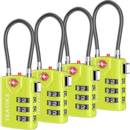 TSA Approved Luggage Locks, Combination Cable Locks, Black