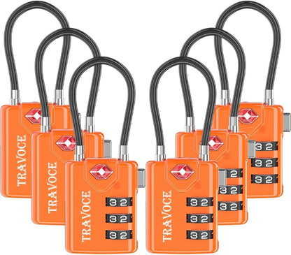 TSA Approved Luggage Locks, Combination Cable Locks, Black