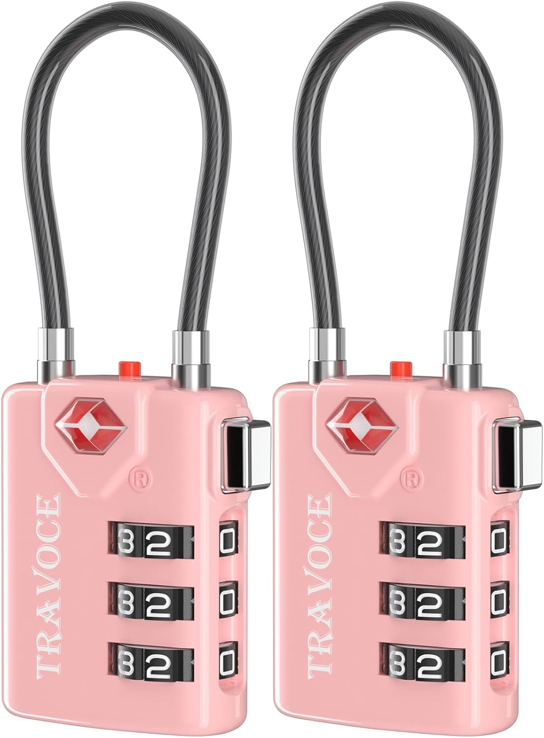 TSA Approved Luggage Locks, Combination Cable Locks, Black