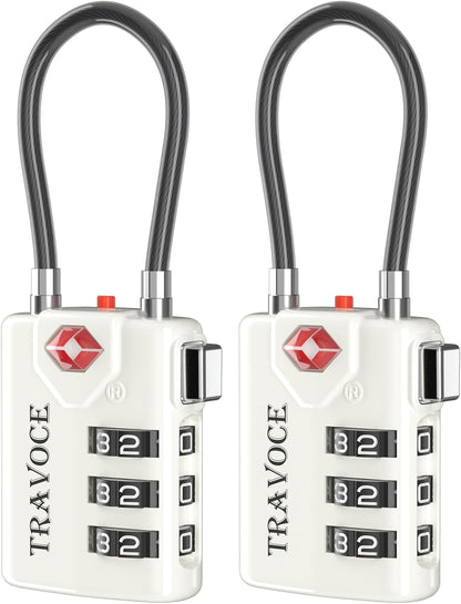 TSA Approved Luggage Locks, Combination Cable Locks, Black