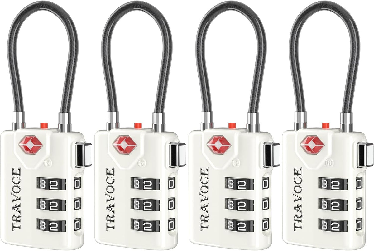 TSA Approved Luggage Locks, Combination Cable Locks, Black