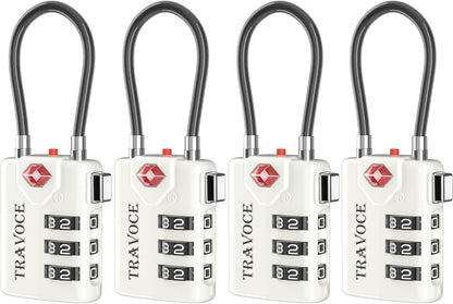 TSA Approved Luggage Locks, Combination Cable Locks, Black