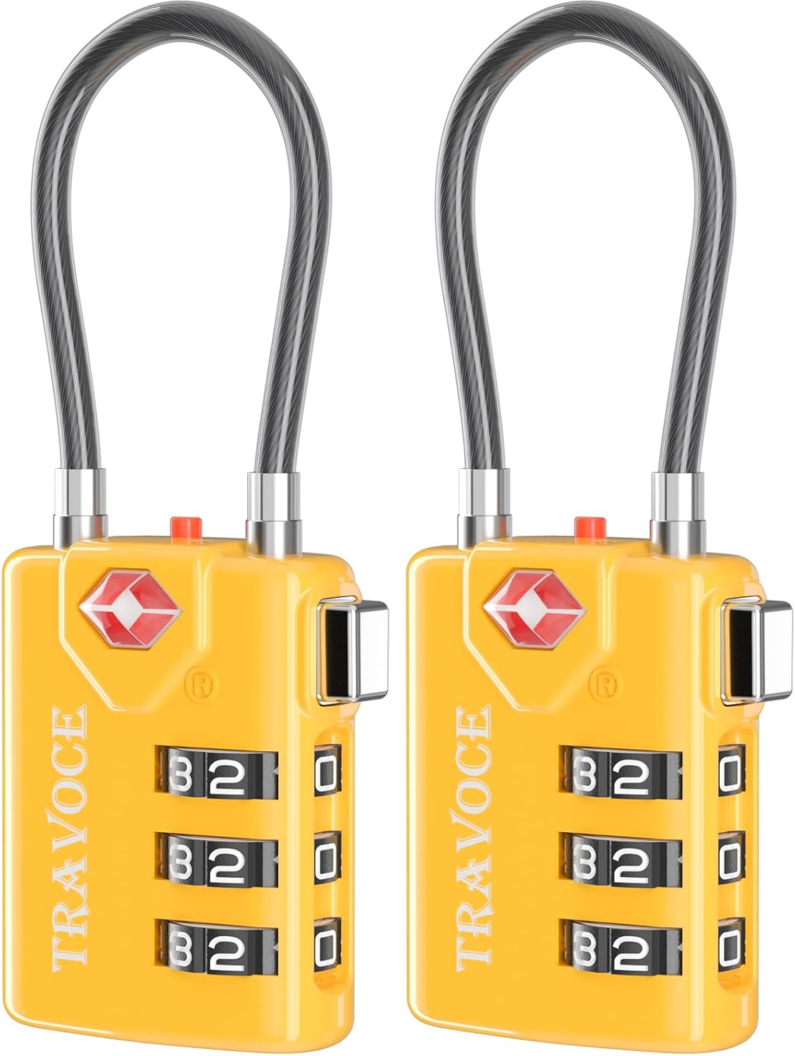 TSA Approved Luggage Locks, Combination Cable Locks, Black