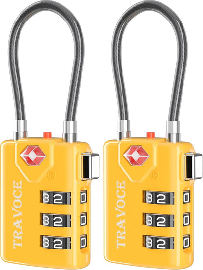 TSA Approved Luggage Locks, Combination Cable Locks, Black