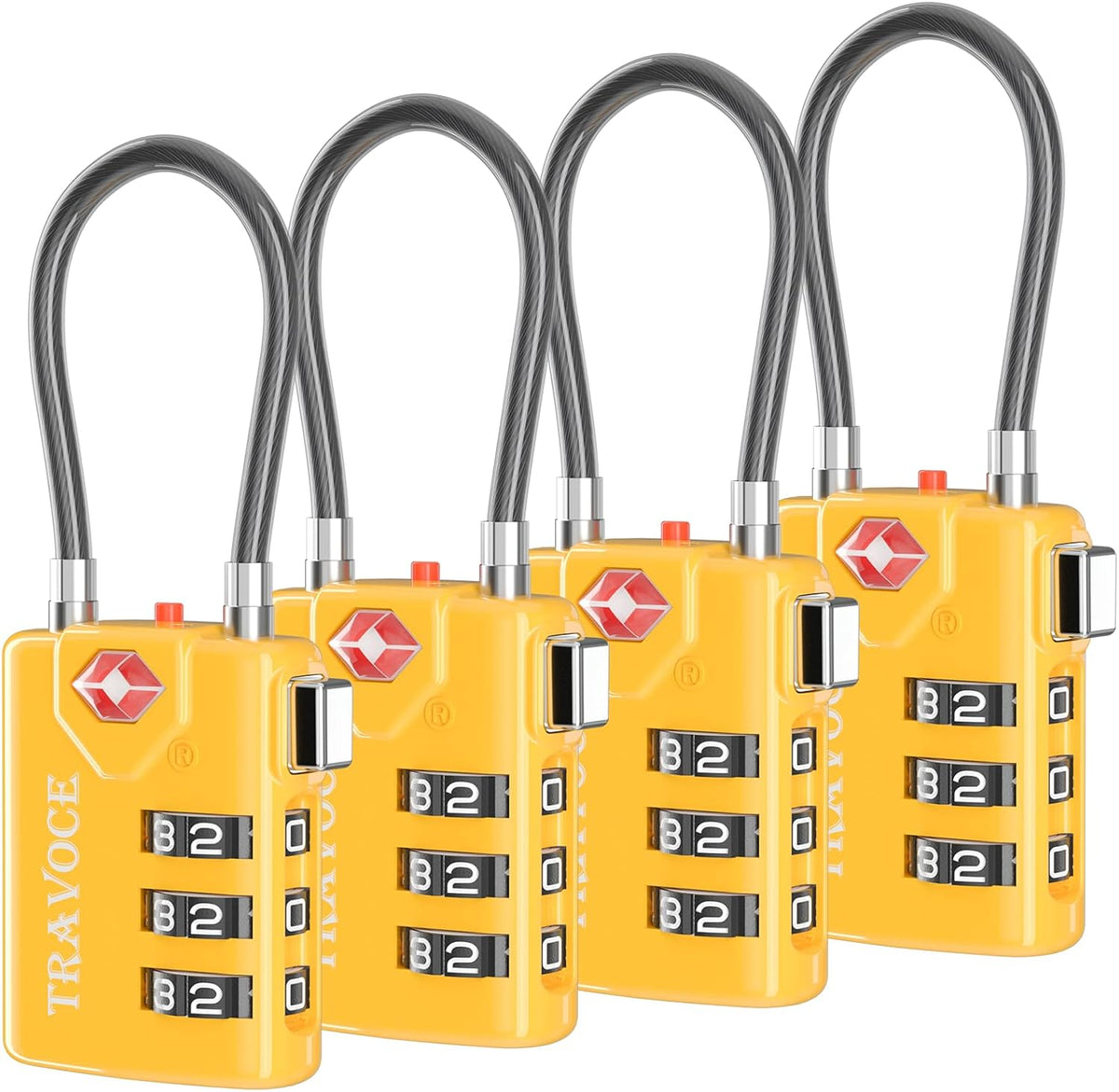 TSA Approved Luggage Locks, Combination Cable Locks, Black