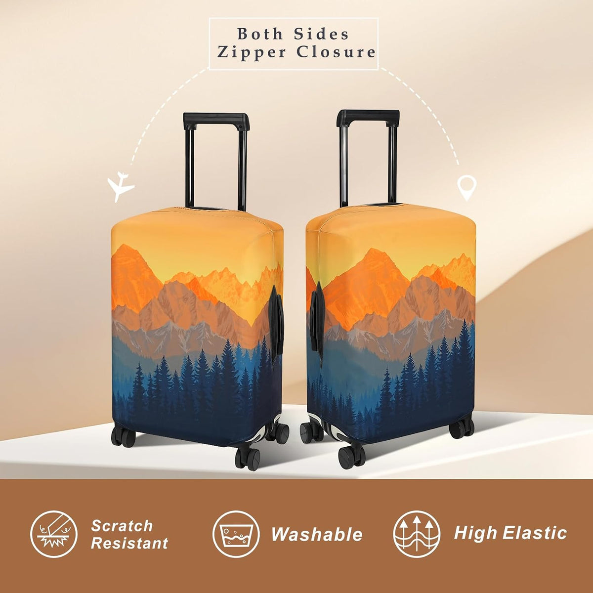 Luggage Cover Fits 31-32 inch Case (Amber Mountains, XL)