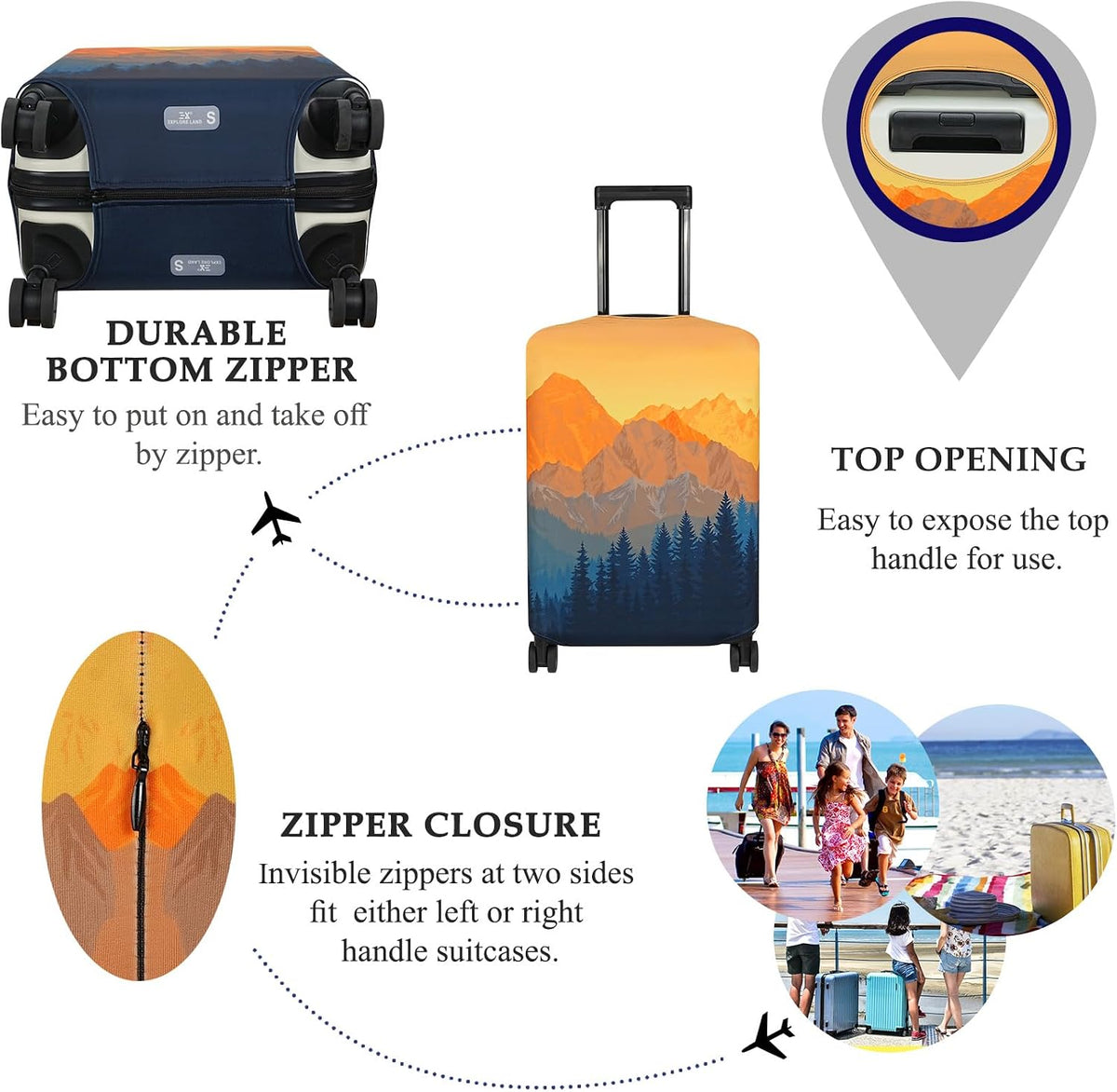 Luggage Cover Fits 31-32 inch Case (Amber Mountains, XL)