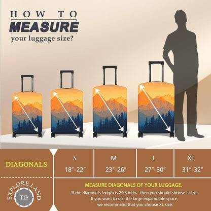 Luggage Cover Fits 31-32 inch Case (Amber Mountains, XL)
