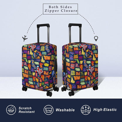 Luggage Cover Fits 31-32 inch Case (Amber Mountains, XL)