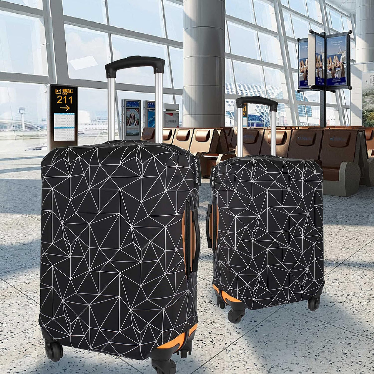 Luggage Cover Fits 31-32 inch Case (Amber Mountains, XL)