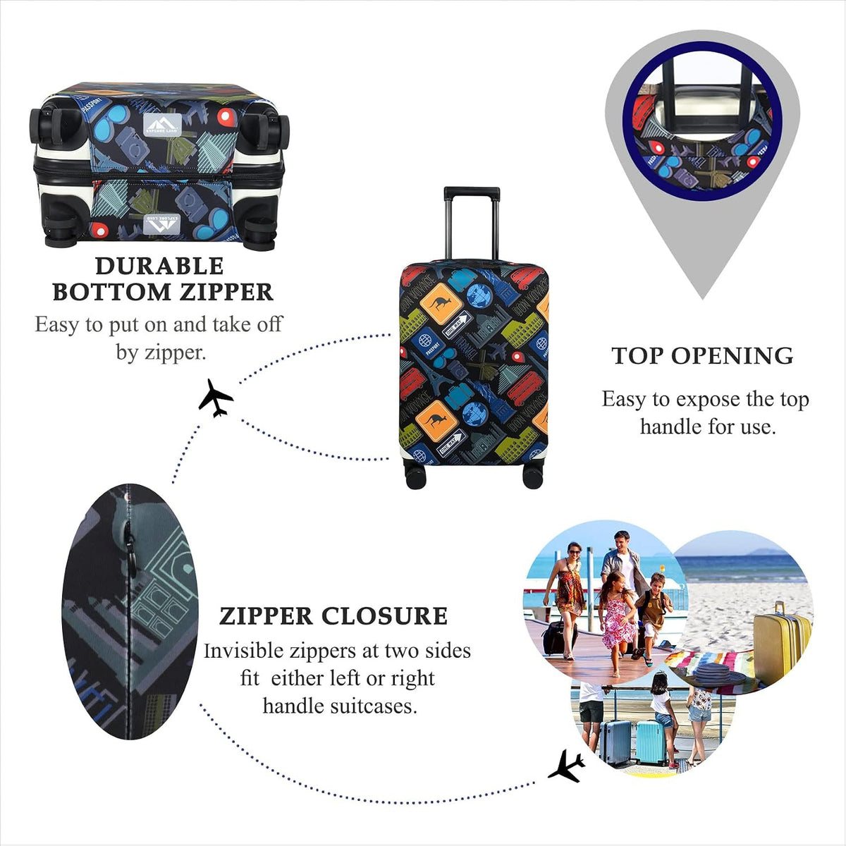 Luggage Cover Fits 31-32 inch Case (Amber Mountains, XL)