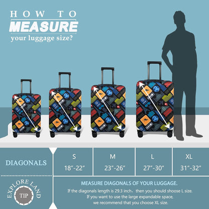 Luggage Cover Fits 31-32 inch Case (Amber Mountains, XL)