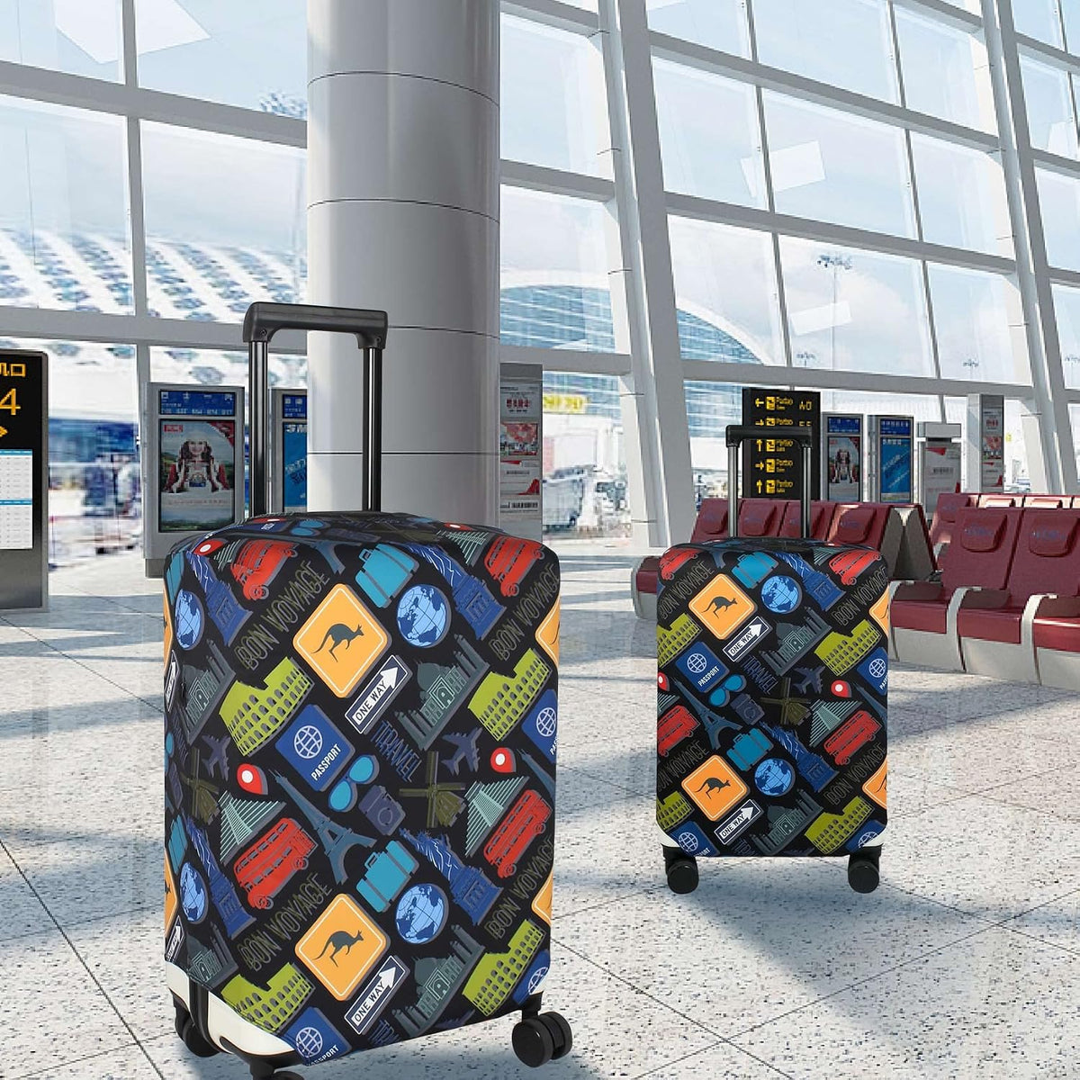 Luggage Cover Fits 31-32 inch Case (Amber Mountains, XL)