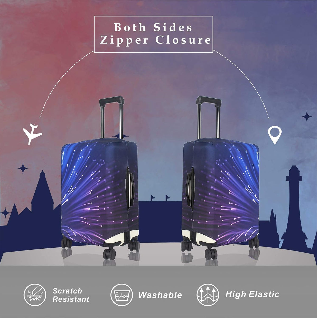 Luggage Cover Fits 31-32 inch Case (Amber Mountains, XL)