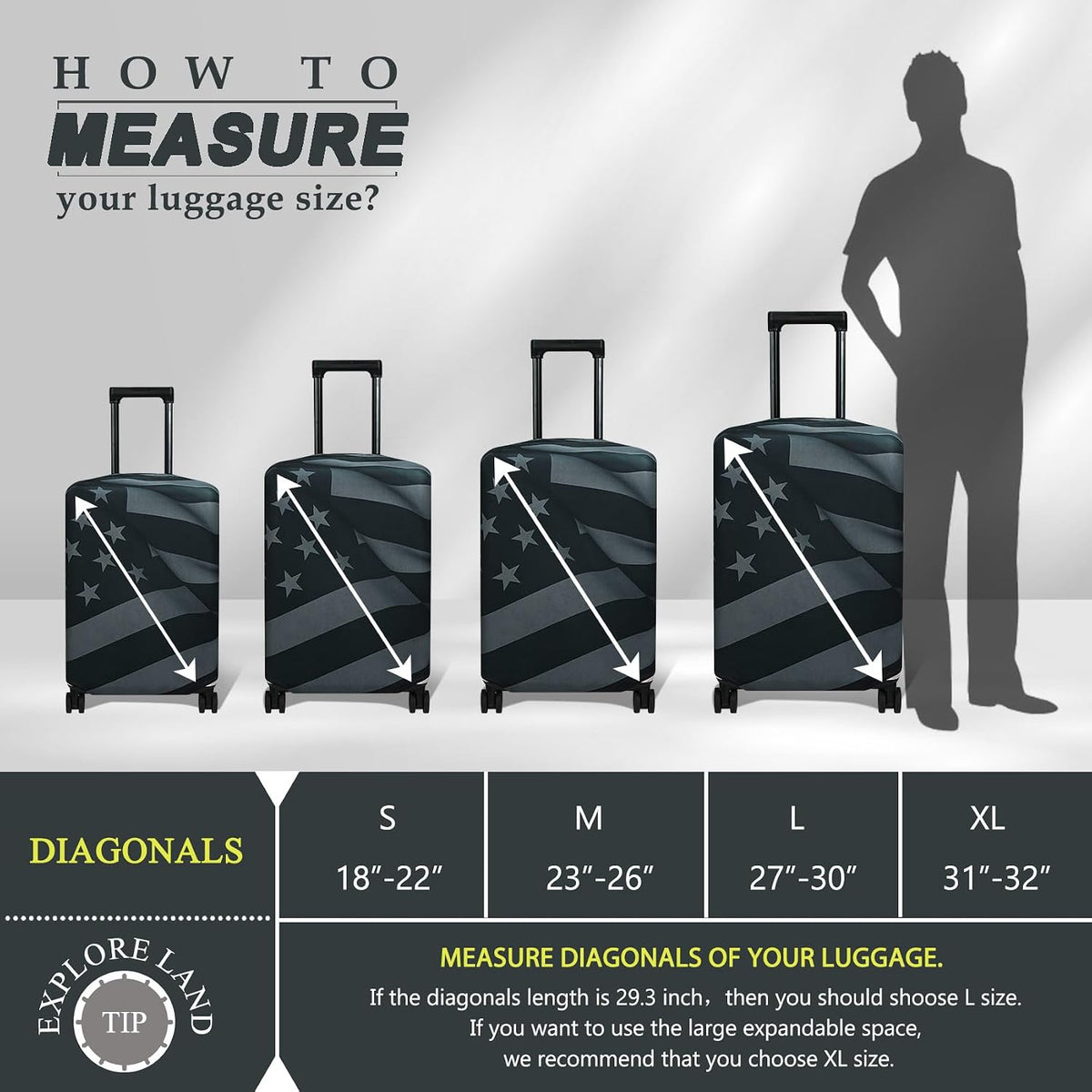 Luggage Cover Fits 31-32 inch Case (Amber Mountains, XL)