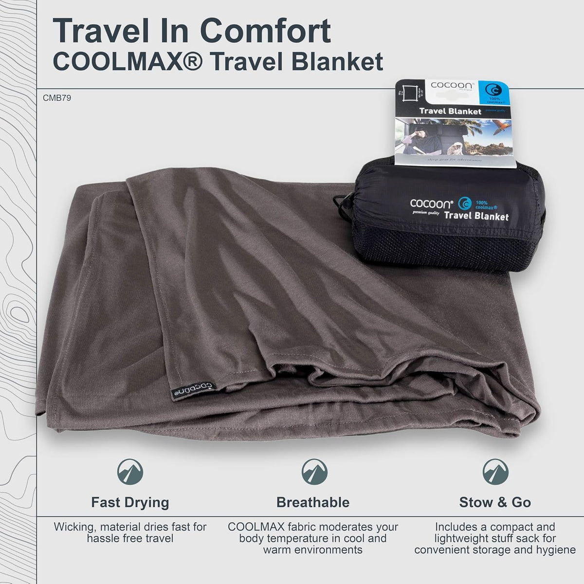 COCOON Coolmax Travel Blanket - Charcoal