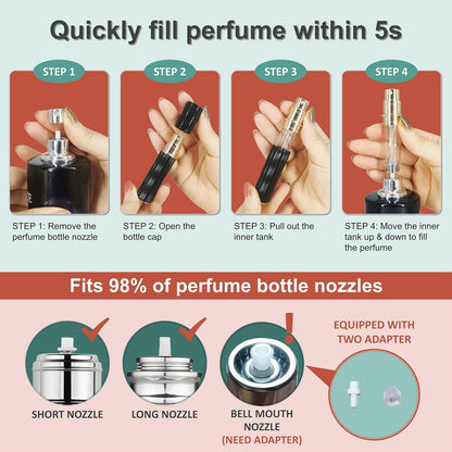 Perfume Travel Refillable Bottle Cologne Portable Atomizer Fragrance Scent Sprayer Pump Fill from Bottom Mini Pocket Size 5ml for Travel Essentials & Best Gift (gold)