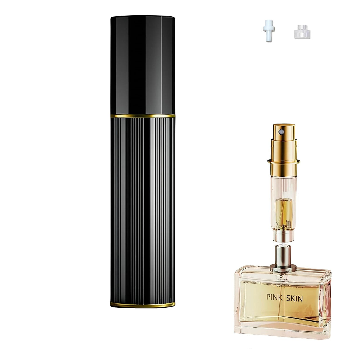 Perfume Travel Refillable Bottle Cologne Portable Atomizer Fragrance Scent Sprayer Pump Fill from Bottom Mini Pocket Size 5ml for Travel Essentials & Best Gift (gold)