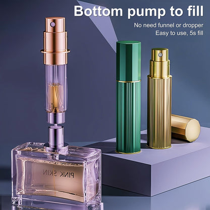 Perfume Travel Refillable Bottle Cologne Portable Atomizer Fragrance Scent Sprayer Pump Fill from Bottom Mini Pocket Size 5ml for Travel Essentials & Best Gift (gold)