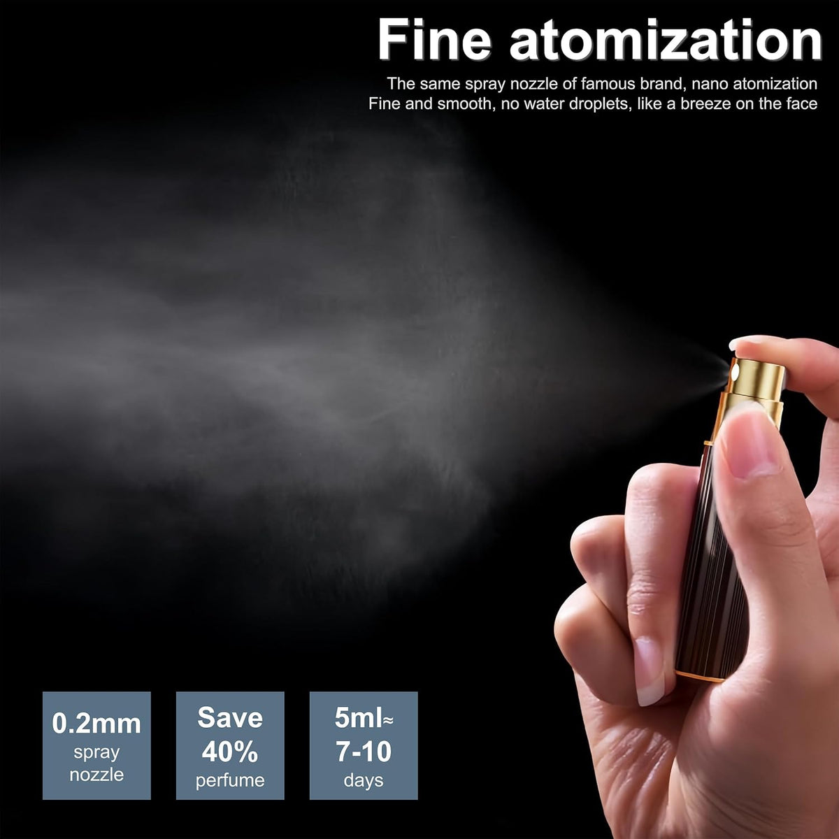 Perfume Travel Refillable Bottle Cologne Portable Atomizer Fragrance Scent Sprayer Pump Fill from Bottom Mini Pocket Size 5ml for Travel Essentials & Best Gift (gold)