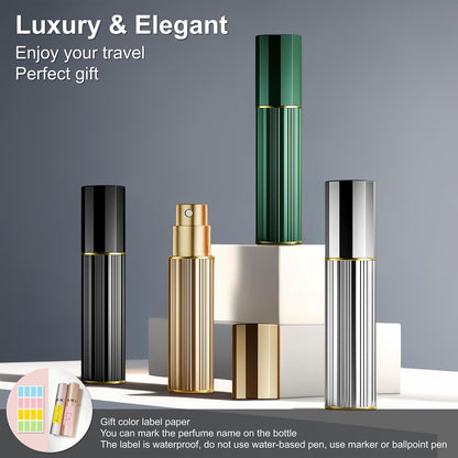 Perfume Travel Refillable Bottle Cologne Portable Atomizer Fragrance Scent Sprayer Pump Fill from Bottom Mini Pocket Size 5ml for Travel Essentials & Best Gift (gold)