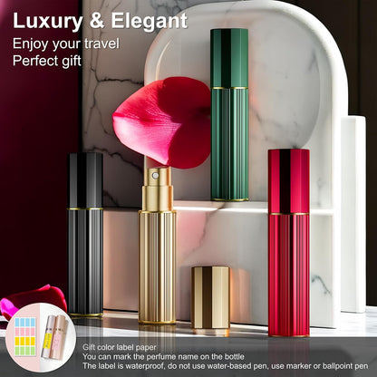 Perfume Travel Refillable Bottle Cologne Portable Atomizer Fragrance Scent Sprayer Pump Fill from Bottom Mini Pocket Size 5ml for Travel Essentials & Best Gift (gold)