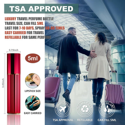 Perfume Travel Refillable Bottle Cologne Portable Atomizer Fragrance Scent Sprayer Pump Fill from Bottom Mini Pocket Size 5ml for Travel Essentials & Best Gift (gold)