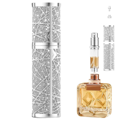 Perfume Travel Refillable Bottle Cologne Portable Atomizer Fragrance Scent Sprayer Pump Fill from Bottom Mini Pocket Size 5ml for Travel Essentials & Best Gift (gold)