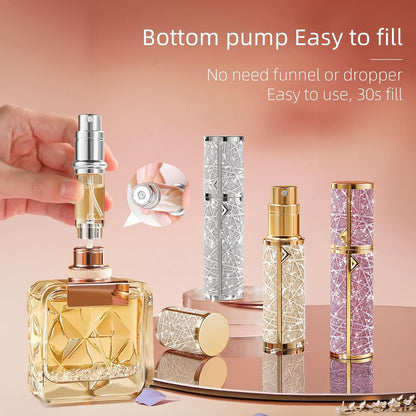 Perfume Travel Refillable Bottle Cologne Portable Atomizer Fragrance Scent Sprayer Pump Fill from Bottom Mini Pocket Size 5ml for Travel Essentials & Best Gift (gold)