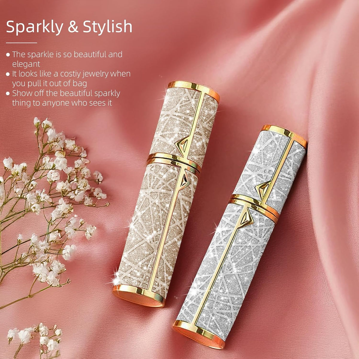 Perfume Travel Refillable Bottle Cologne Portable Atomizer Fragrance Scent Sprayer Pump Fill from Bottom Mini Pocket Size 5ml for Travel Essentials & Best Gift (gold)