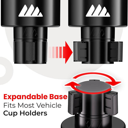 Integral Ultimate Car Cup Holder Expander with Adjustable Base & Organizer