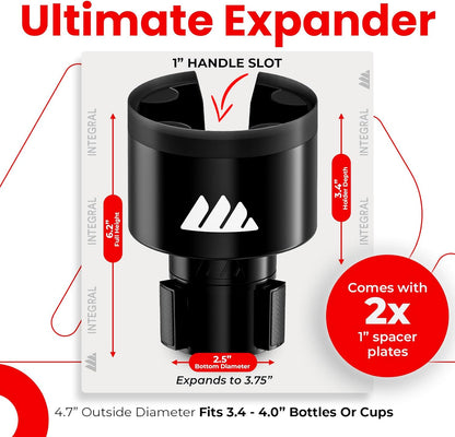 Integral Ultimate Car Cup Holder Expander with Adjustable Base & Organizer