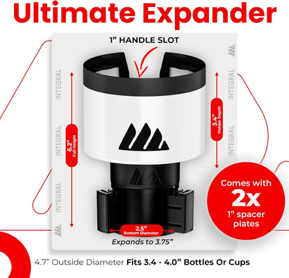 Integral Ultimate Car Cup Holder Expander with Adjustable Base & Organizer