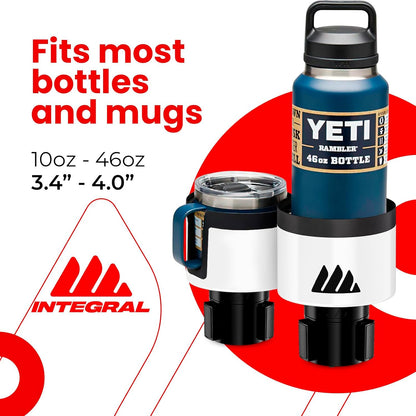 Integral Ultimate Car Cup Holder Expander with Adjustable Base & Organizer