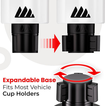 Integral Ultimate Car Cup Holder Expander with Adjustable Base & Organizer