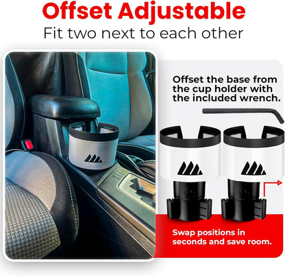 Integral Ultimate Car Cup Holder Expander with Adjustable Base & Organizer