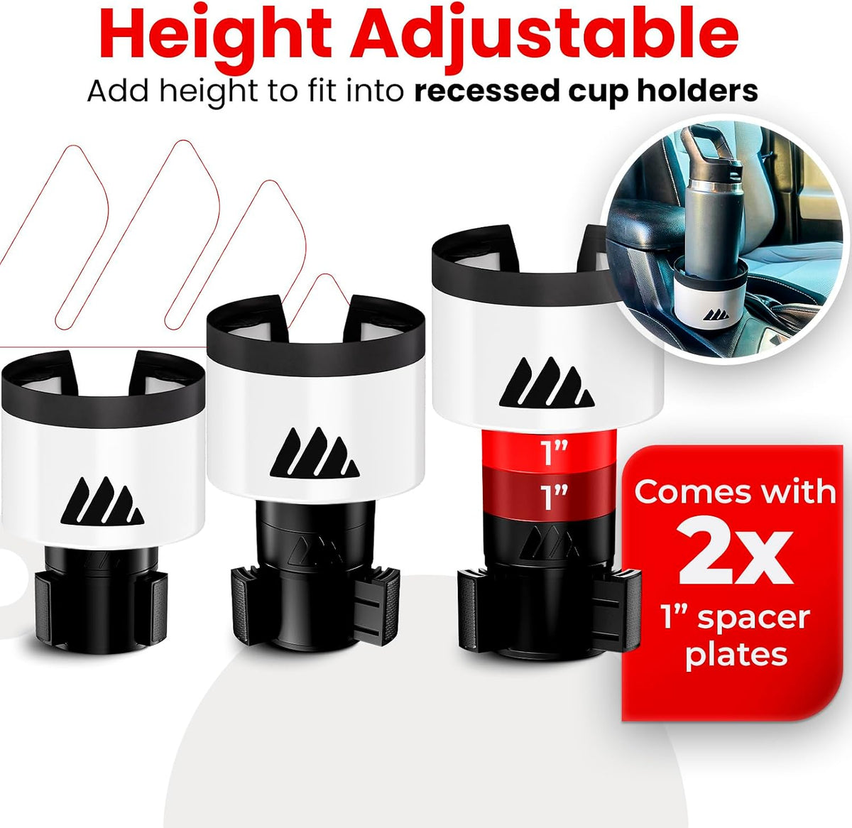 Integral Ultimate Car Cup Holder Expander with Adjustable Base & Organizer