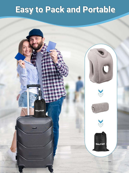 Inflatable Travel Pillow for Airplane Comfortable Sleeping, (Grey)